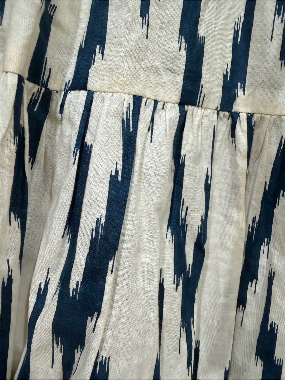 GUADALUPE Meredith Ikat Shirt-Collar Tiered Maxi Dress in Blue Ikat - Picture 8 of 9